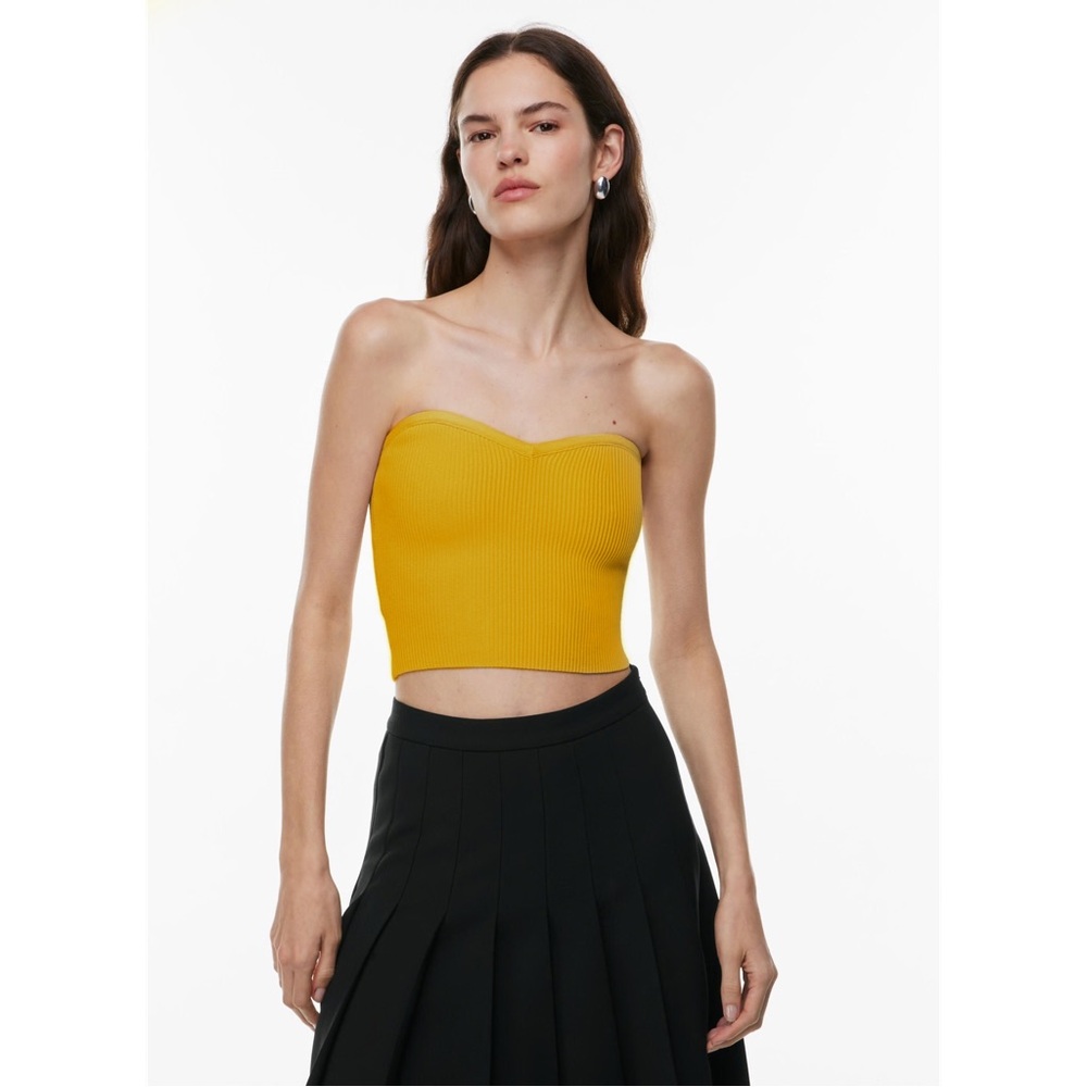 NWOT Aritzia Babaton sculpt knit tube top mustard yellow